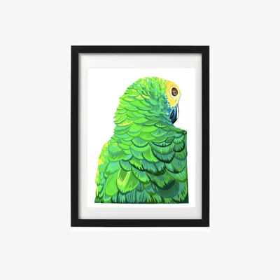 Wolf & Badger Green Sultry Parrot Original Papercut Artwork Chloe Croft London Limited