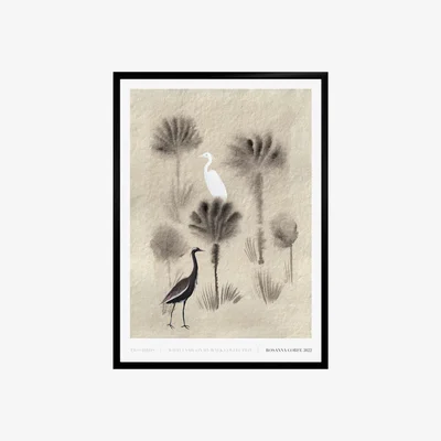 Wolf & Badger Neutrals / Black / White A2 - Two Birds Print One Size Rosanna Corfe