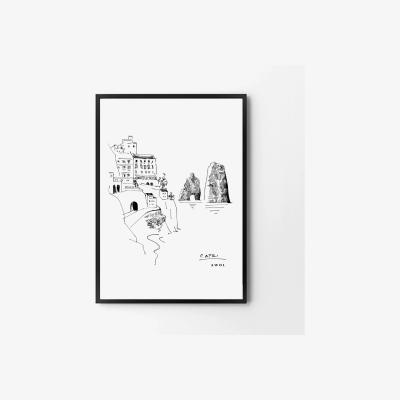 Wolf & Badger Black / White Capri, Amalfi Coast: Italian Dreamscapes Art Print Awol