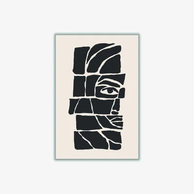 Wolf & Badger Black Abstract Faces Set #3 A2 420 X 594Mm Stanley Print House