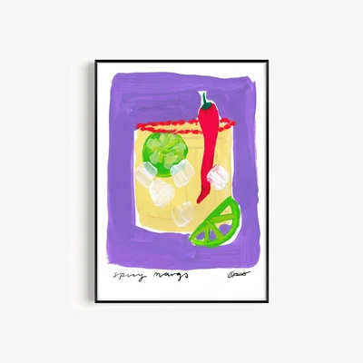 Wolf & Badger Pink / Purple Spicy Margs Hand Painted Art Print - A3 | Natalie Cass Art
