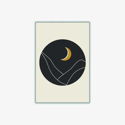 Wolf & Badger Black Minimal Mountains Series #3 A1 594 X 841Mm Stanley Print House