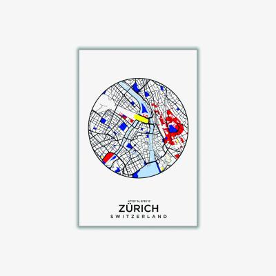 Wolf & Badger Blue Map Of Zurich Extra Small Stanley Print House