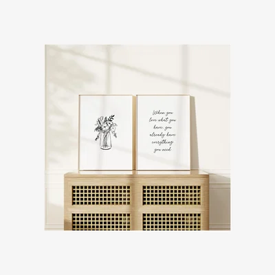 Wolf & Badger Black / White Perfect Bouquet And Love - Print Pair A3 297 X 420Mm Emily M Art & Design