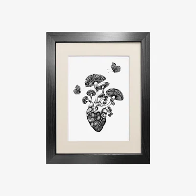 Wolf & Badger Black 'Cor Meum' Fine Art Print A4 Emily Carter