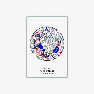 Wolf & Badger Black Map Of Vienna Medium Stanley Print House