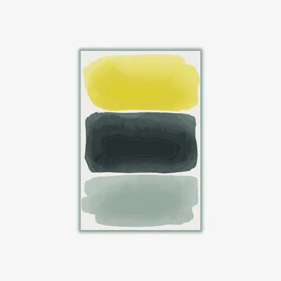 Wolf & Badger Yellow / Orange Black And Yellow Watercolor #1 A2 420 X 594Mm Stanley Print House