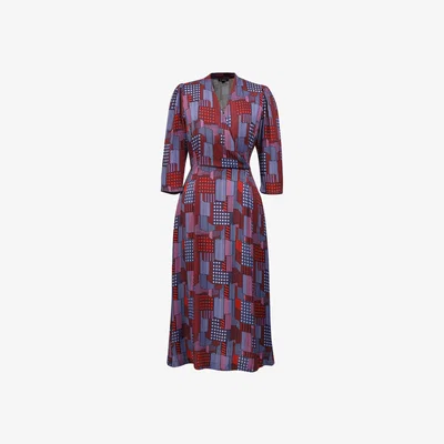 Wolf & Badger Women's Graphic Print V Neckline Midi Wrap Dress | Extra Large | Smart and Joy