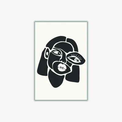 Wolf & Badger Black Abstract Faces Series #4 Xxs Stanley Print House