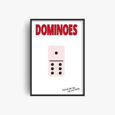 Wolf & Badger Black / Red Dominoes Retro Game Giclée Art Print A2 | A2 | 420 X 594Mm | Fanclub