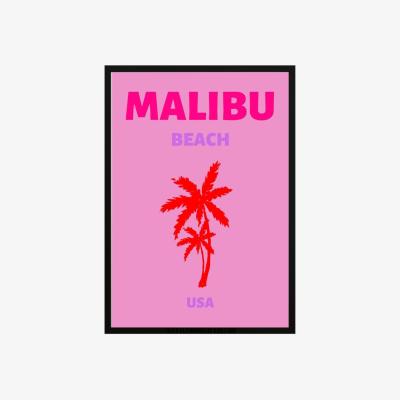 Wolf & Badger Pink / Purple Malibu Beach Vibes Poster | Artchi