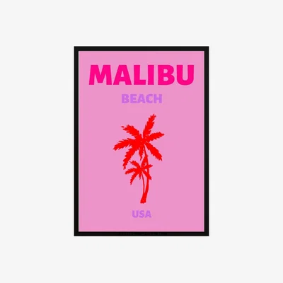 Wolf & Badger Pink / Purple Malibu Beach Vibes Poster | Artchi