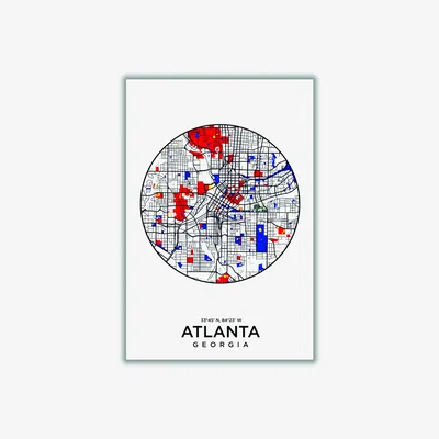 Wolf & Badger Red Map Of Atlanta 1 A4 210 X 297Mm Stanley Print House