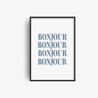 Wolf & Badger Blue Bonjour French Giclée Art Print A2 Fanclub