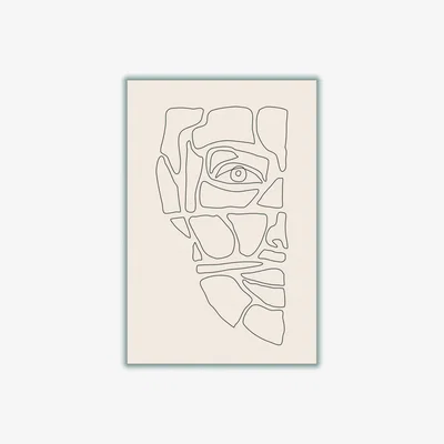 Wolf & Badger Black Abstract Face Lines #3 Extra Small Stanley Print House