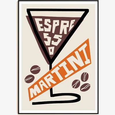 Wolf & Badger Espresso Martini Art Print - A3 Natalie Cass Art