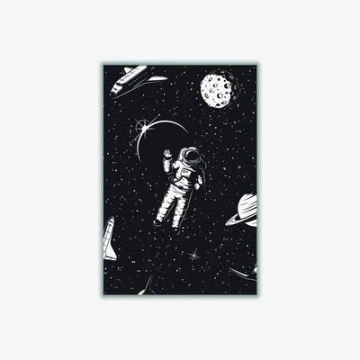 Wolf & Badger Black Hello Spaceman A1 594 X 841Mm Stanley Print House