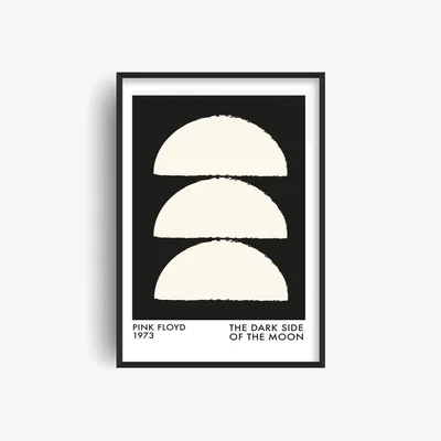 Wolf & Badger Black The Dark Side Of The Moon Pink Floyd Inspired Abstract Giclée A3 Art Print | A4 | 210 X 297Mm | Fanclub