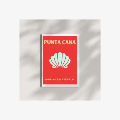 Wolf & Badger Red Punta Cana Shell Art Poster | Artchi