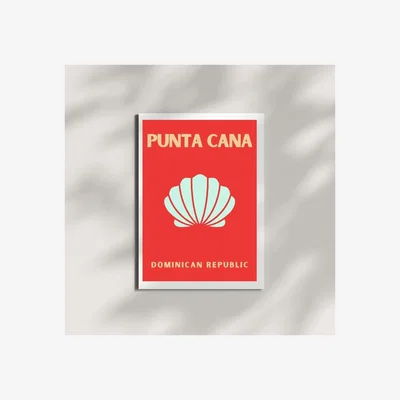 Wolf & Badger Red Punta Cana Shell Art Poster | Artchi