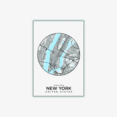 Wolf & Badger Blue Map Of New York A1 594 X 841Mm Stanley Print House