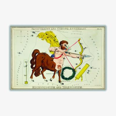 Wolf & Badger Astronomical Chart Illustration Of Sagittarius And Corona Australis A1 594 X 841Mm Stanley Print House