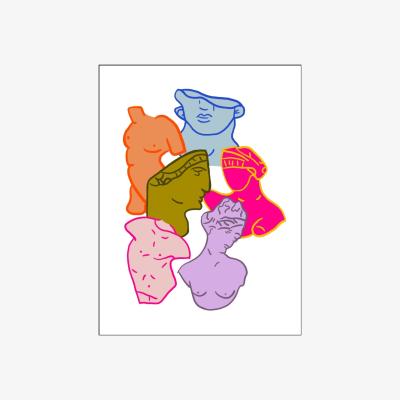 Wolf & Badger Busts Print 11 X 14" Hannah Via Art