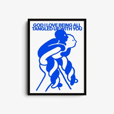 Wolf & Badger Blue Entangled - Giclee Fine Art Print - Small | 12 X 16" | East Side Studio London