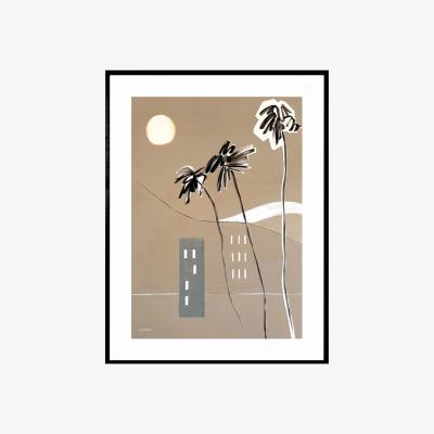 Wolf & Badger Black / Neutrals French Riviera Art Print: Snowy Alps And Palm Trees Overlooking The Mediterranean Sea Poster | A3 | 297 X 420Mm | Awol