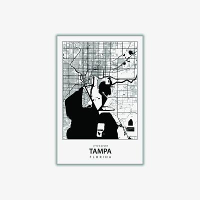 Wolf & Badger Black Map Of Tampa Florida Extra Large Stanley Print House