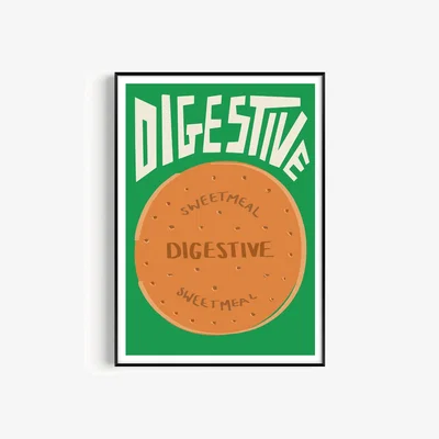 Wolf & Badger Green Digestive Art Print - A2 Natalie Cass Art