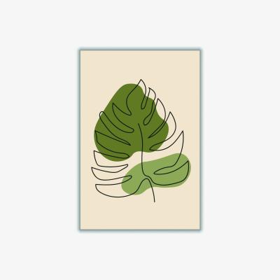 Wolf & Badger Green Abstract One Line Leaf Drawing Ii Large Stanley Print House