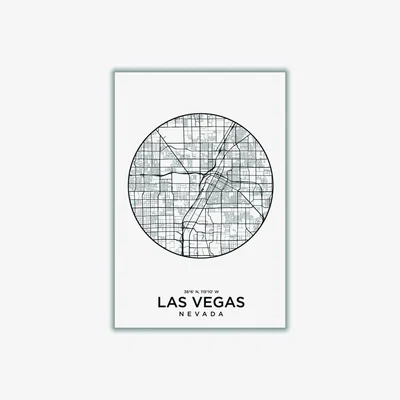 Wolf & Badger Black Map Of Las Vegas Xxs Stanley Print House