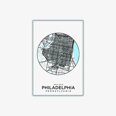 Wolf & Badger Blue Map Of Philiadelphia Large Stanley Print House