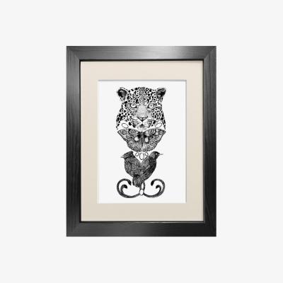 Wolf & Badger Black 'The Tropical Leopard' - Fine Art Print A5 Emily Carter