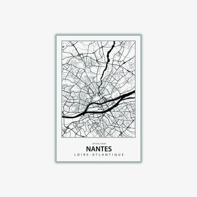 Wolf & Badger Black Map Of Nantes A1 594 X 841Mm Stanley Print House
