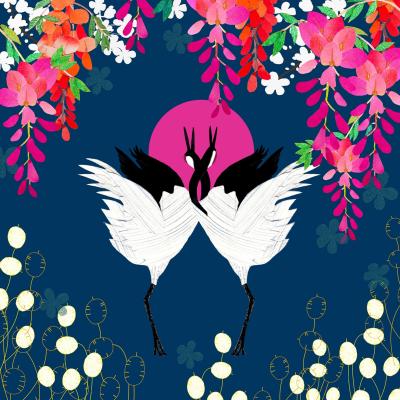 Wolf & Badger Giclee Fine Art Print - Cranes & Wisteria Amanda West