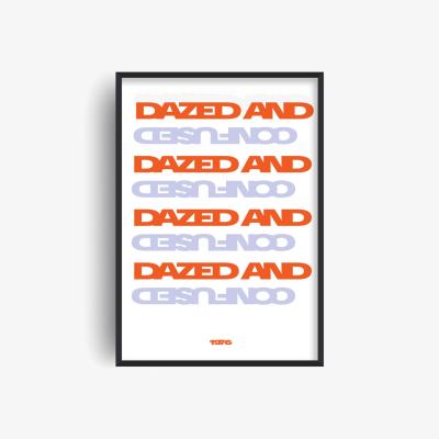 Wolf & Badger Blue / Red Dazed And Confused Retro Typography Art Print | A3 | 297 X 420Mm | Fanclub