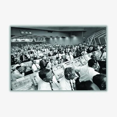 Wolf & Badger Grey Apollo 11 Control Center Lift Off A3 297 X 420Mm Stanley Print House