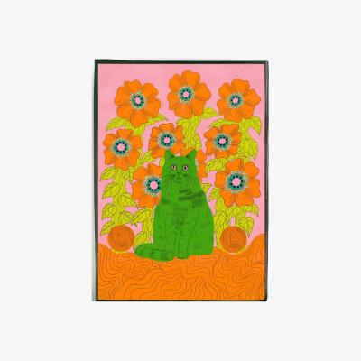 Wolf & Badger Green / Pink / Purple Andy The Cat Art Print The Neighbourhood Threat