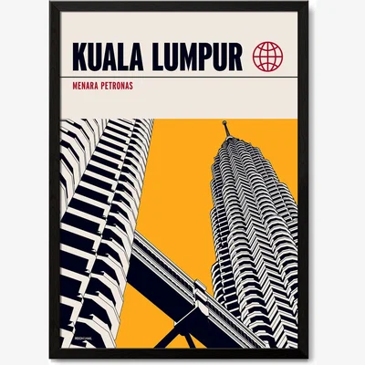 Wolf & Badger Kuala Lumpur Petronas Towers Modernist Architectural Travel Poster A2 420 X 594Mm Reign & Hail
