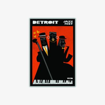 Wolf & Badger Red Detroit Jazz Fest 1970 Extra Large Stanley Print House