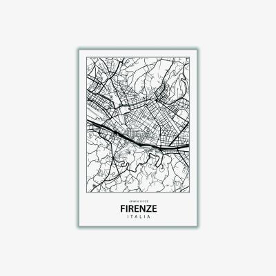 Wolf & Badger Black Map Of Firenze Italy Small Stanley Print House