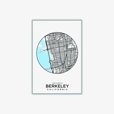 Wolf & Badger Blue Map Of Berkeley A4 210 X 297Mm Stanley Print House