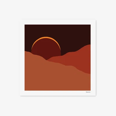 Wolf & Badger New Moon Art Print 50X50Cm Soumati Studio
