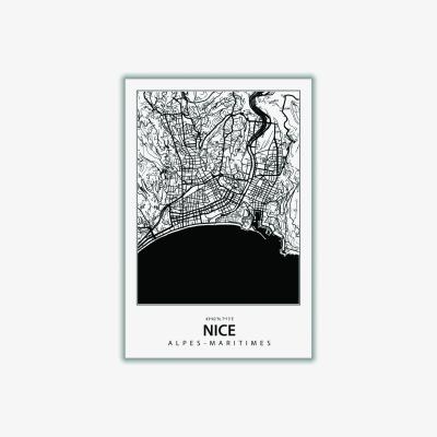 Wolf & Badger Black Map Of Nice Extra Large Stanley Print House