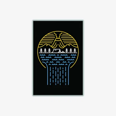 Wolf & Badger Blue Minimal Nature Vibes A4 210 X 297Mm Stanley Print House