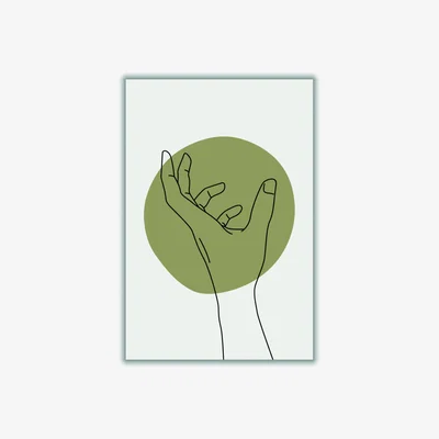 Wolf & Badger Green Abstract Minimal Hand #4 A3 297 X 420Mm Stanley Print House