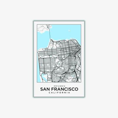Wolf & Badger Blue Map Of San Francisco California Extra Small Stanley Print House