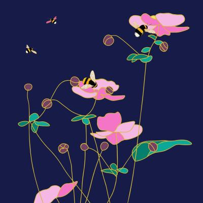 Wolf & Badger Giclee Print - Bees & Anemones Amanda West